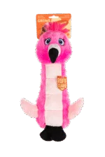 Peluche pour chien flamant rose avec tissu sonore et couineur – Growl Belly Burdz Fione le flamant rose