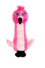 Peluche pour chien flamant rose avec tissu sonore et couineur – Growl Belly Burdz Fione le flamant rose – Image 2