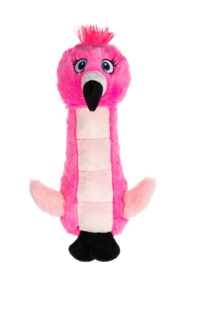 Peluche pour chien flamant rose avec tissu sonore et couineur – Growl Belly Burdz Fione le flamant rose – Image 2
