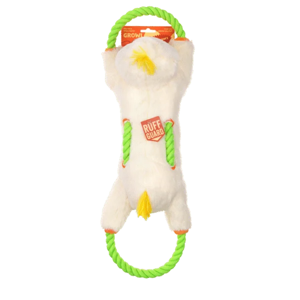 Jouet à tirer pour chiens avec corde continue et grand couineur – Growl Haystackerz Quacker le canard