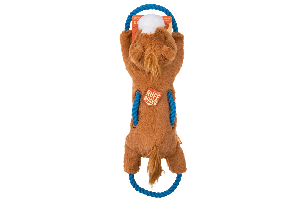 Jouet à tirer pour chien avec corde continue et grand couineur – Growl Haystackerz Hayride le cheval – Image 1