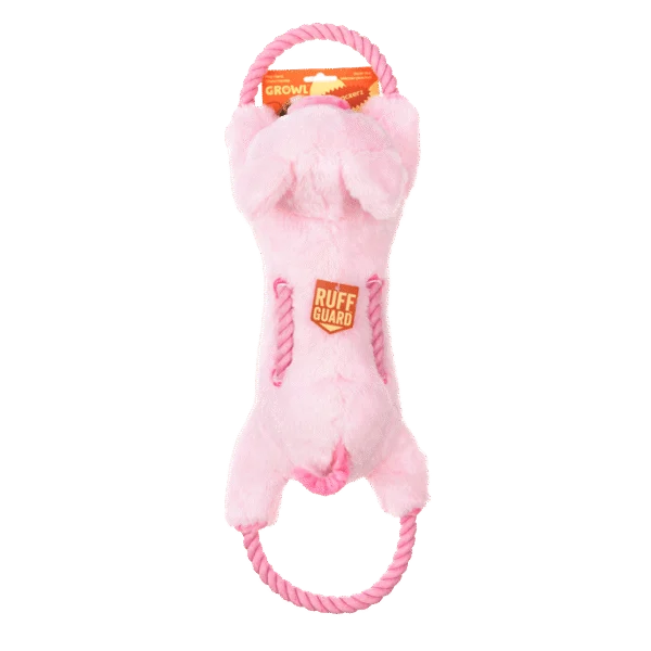Jouet à tirer pour chien avec corde continue et grand couineur – Growl Haystackerz Puddles le cochon
