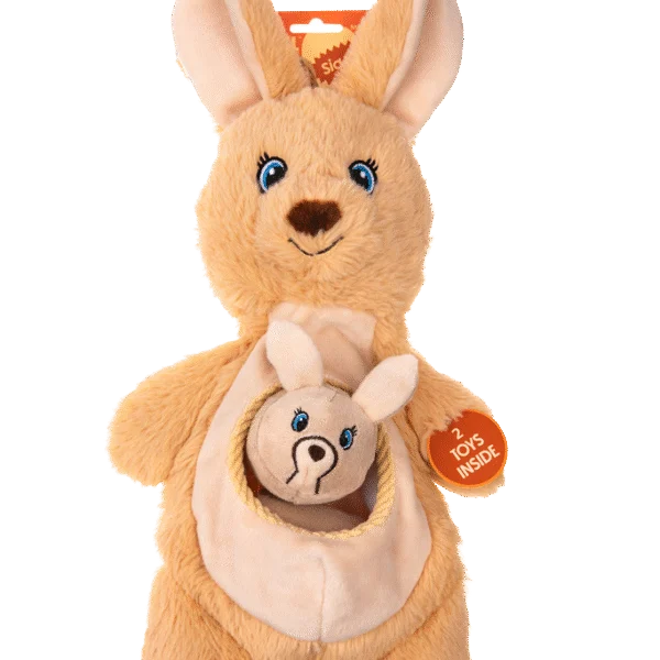 Peluche pour chien avec couineurs et 2 jouets cachés – Growl Sidekicks Kanga Joey