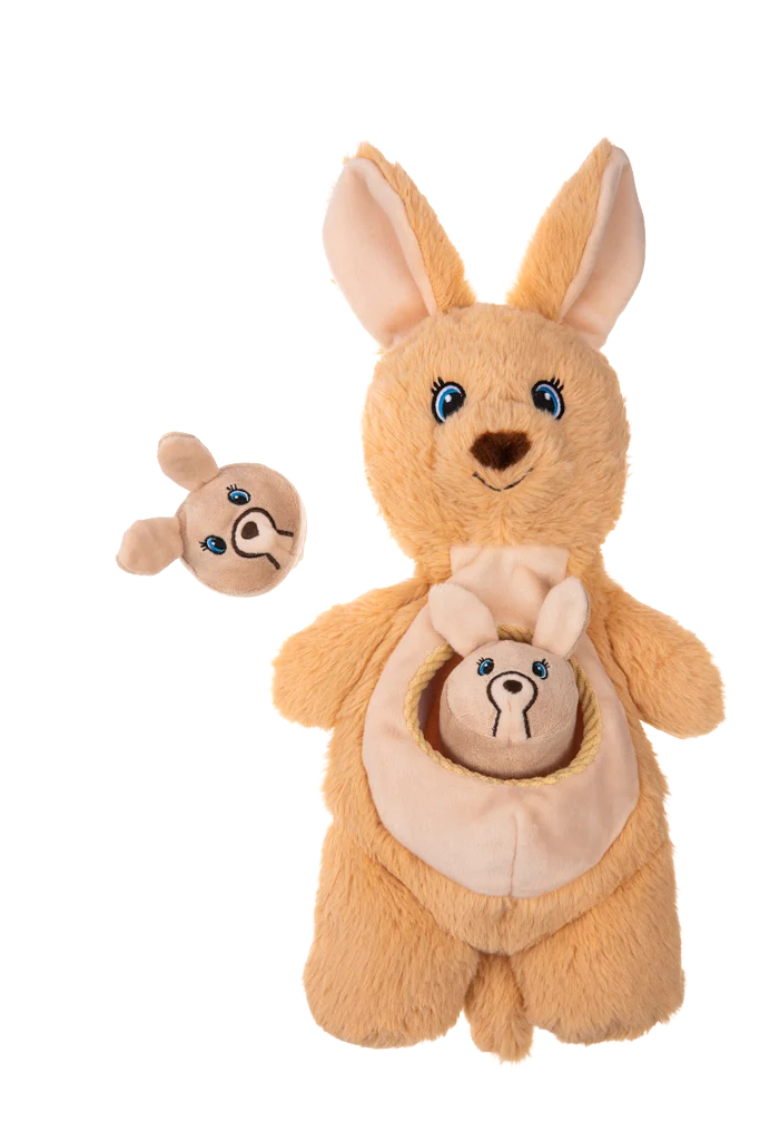 Peluche pour chien avec couineurs et 2 jouets cachés – Growl Sidekicks Kanga Joey – Image 2