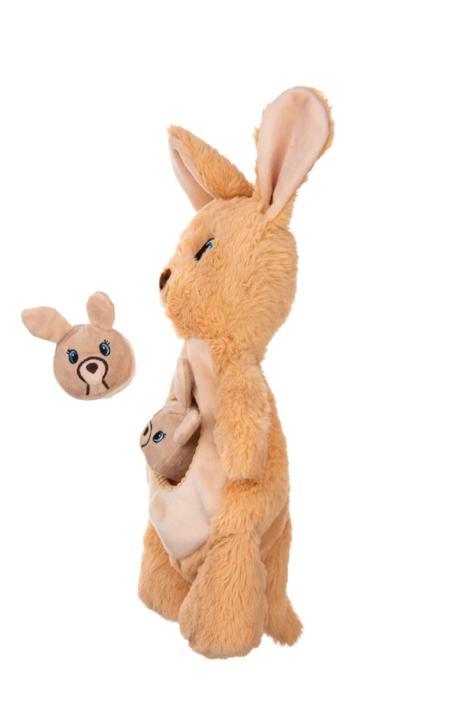 Peluche pour chien avec couineurs et 2 jouets cachés – Growl Sidekicks Kanga Joey – Image 3