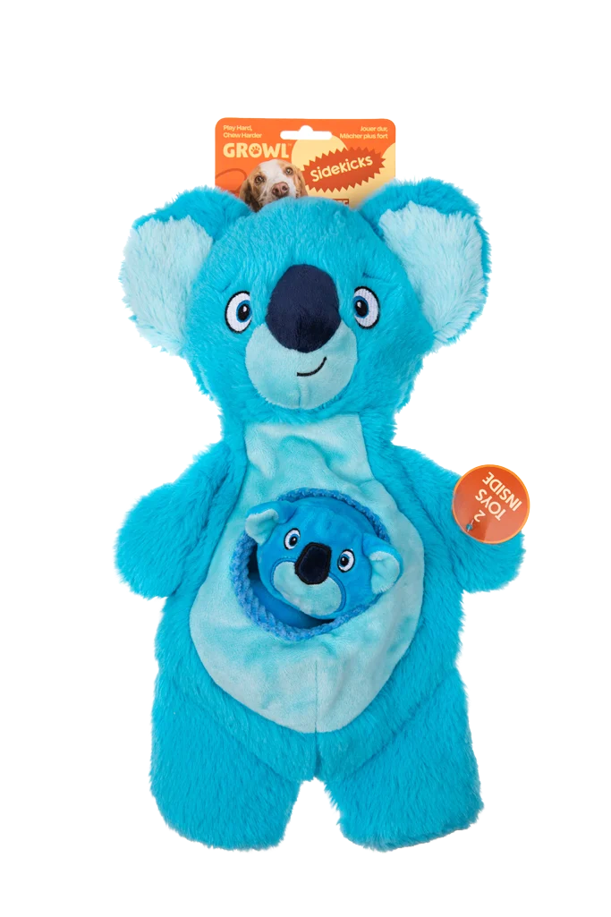 Peluche pour chien avec couineurs et 2 jouets cachés – Growl Sidekicks Koala Joey – Image 1