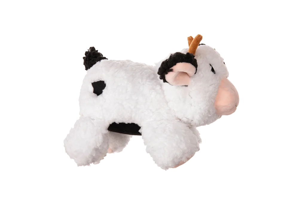 Peluche pour chien en sherpa avec grand couineur – Growl Fuzzaroos Coco la Vache – Image 4