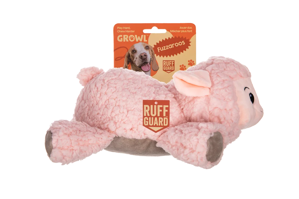 GROWL52047.png Peluche pour chien en sherpa avec grand couineur – Growl Fuzzaroos Lolly l’agneau – Image 1