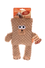 Peluche pour chien en forme de cube avec couineur – Growl Block Heads Boxy l’ours