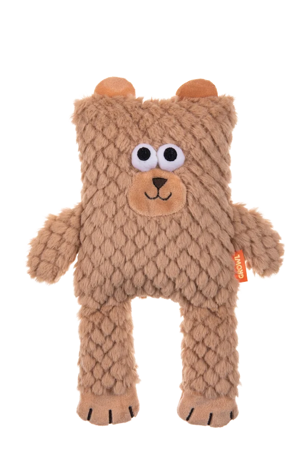 Peluche pour chien en forme de cube avec couineur – Growl Block Heads Boxy l’ours – Image 2