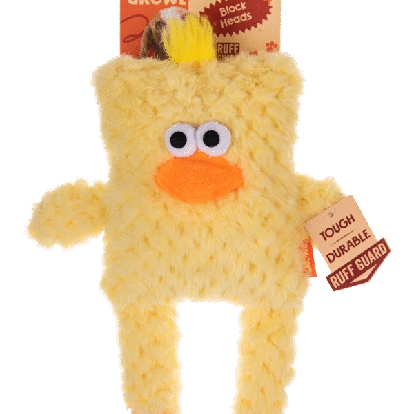 Peluche pour chien en forme de cube avec couineur – Growl Block Heads Cheepers le poussin