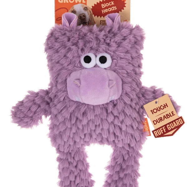 Peluche pour chien en forme de bloc avec couineur – Growl Block Heads Chompy l’hippopotame