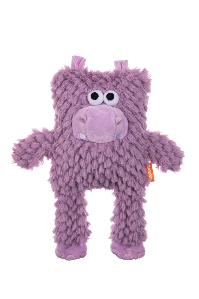 Peluche pour chien en forme de bloc avec couineur – Growl Block Heads Chompy l’hippopotame – Image 2