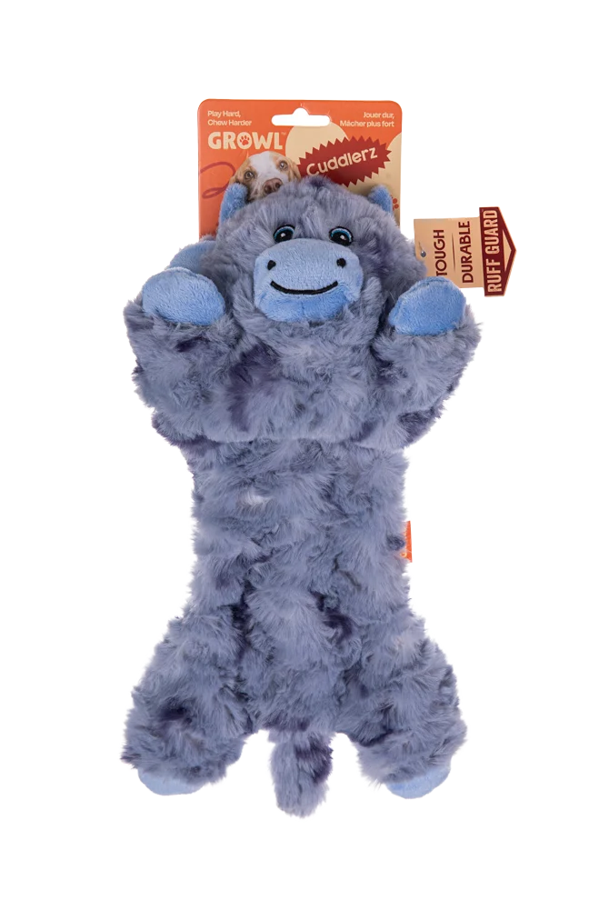 Peluche pour chien avec 5 couineurs et papier froissé – Growl Cuddlerz Chewy la vache – Image 1