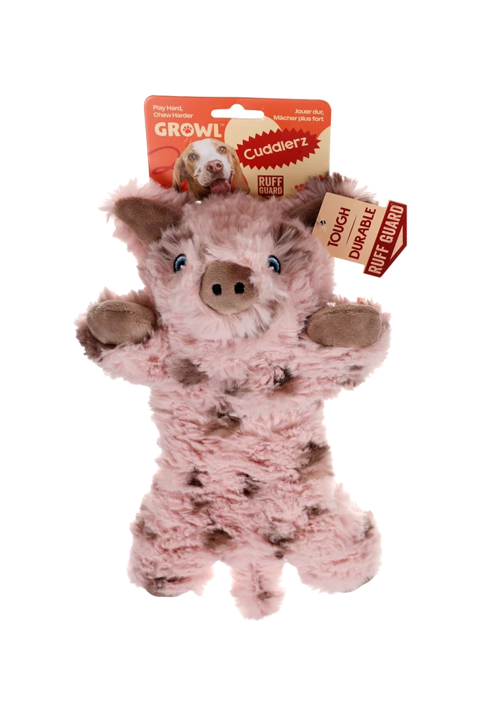 GROWL52075.png Peluche pour chien avec 5 couineurs et papier froissé – Growl Cuddlerz Snorters le Cochon – Image 1