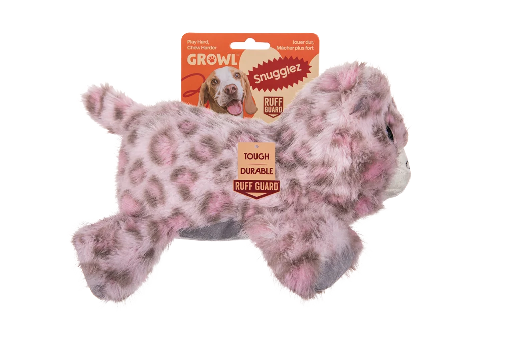 Peluche pour chien à coutures renforcées – Growl Snugglez Sierra le léopard des neiges – Image 1