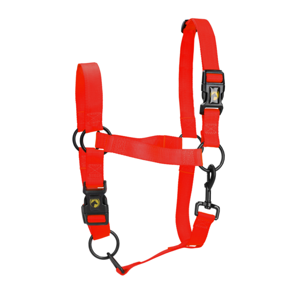 Licol en nylon avec muserolle et têtière réglables, rouge XS – Excellent Essential