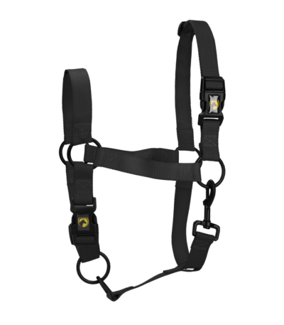Licol en nylon avec muserolle et têtière réglables, noir S – Excellent Essential