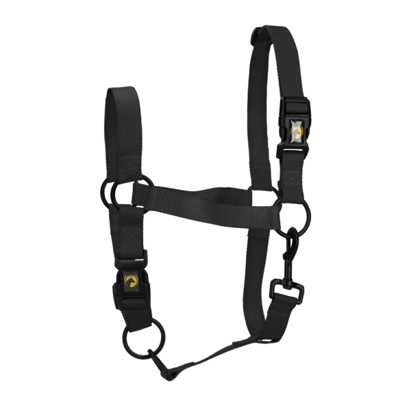 Licol en nylon avec muserolle et têtière réglables, noir S – Excellent Essential