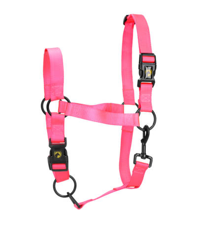 Licol en nylon avec muserolle et têtière réglables, rose S – Excellent Essential