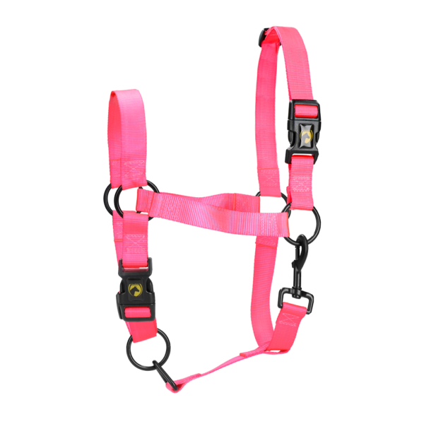 Licol en nylon avec muserolle et têtière réglables, rose S – Excellent Essential