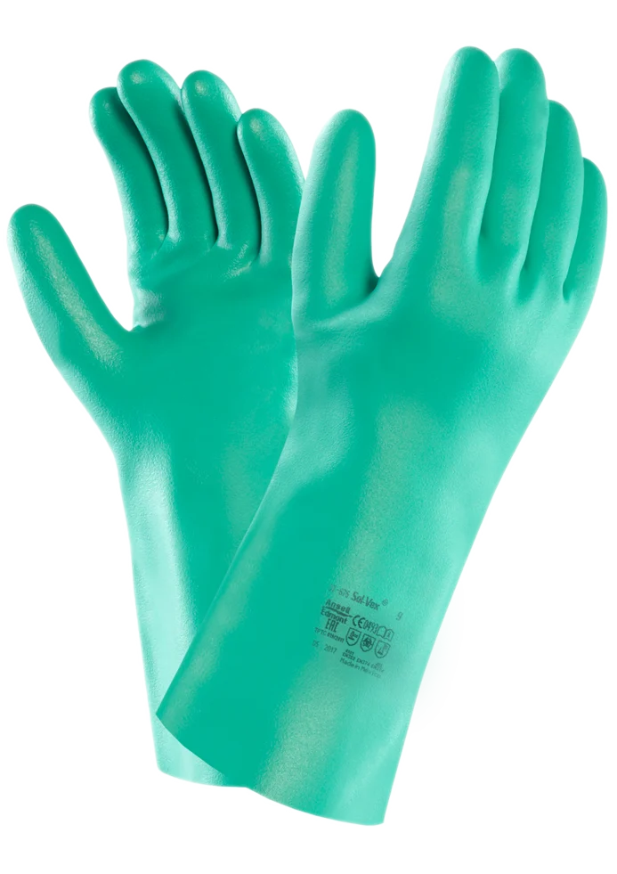 Gants de travail en nitrile résistants aux produits chimiques, taille 10 XL, 33 cm – Sol-Vex – Image 1