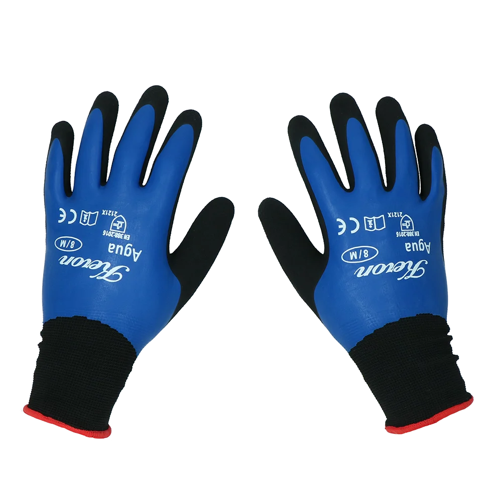 Gants de travail en nylon avec mousse de latex, résistants à l’eau, taille M (8) – Keron Fine-knit Agua – Image 1