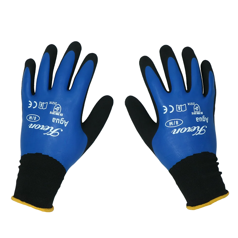 Gants de travail en nylon avec mousse de latex, résistants à l’eau, taille L (9) – Keron Fine-knit Agua – Image 1