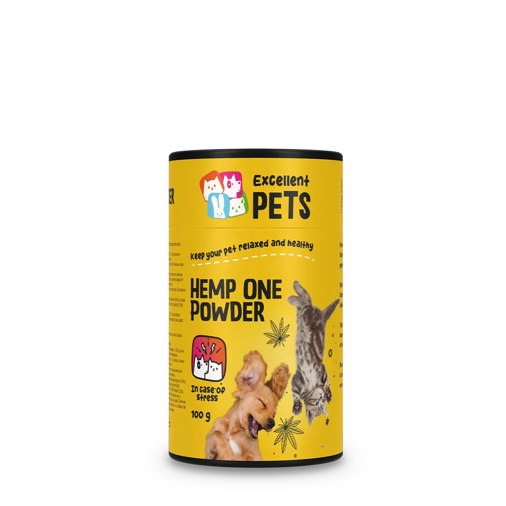 Poudre de fleur de chanvre pour chiens et chats avec de la caroube, 100 g – Excellent Pets Hemp One Powder – Image 1