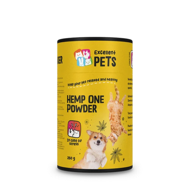 Poudre de fleurs de chanvre pour chiens et chats avec de la caroube, 250 g – Excellent Pets Hemp One Powder