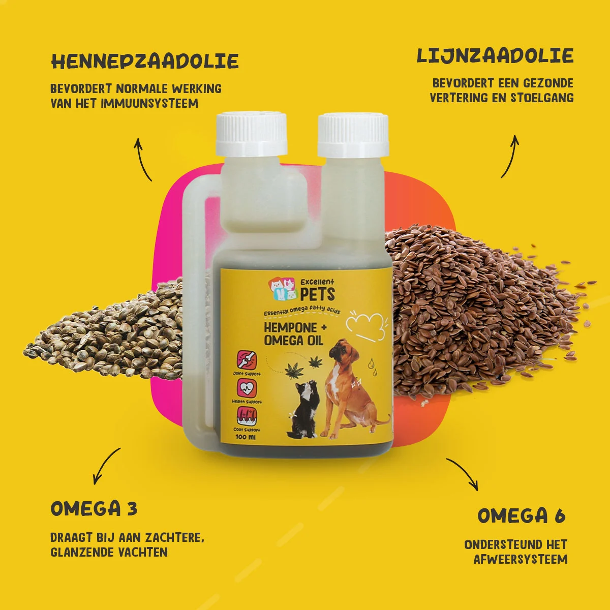 Mélange d’huiles pour chiens et chats à l’huile de graines de chanvre, 100 ml – Excellent Pets HempOne + Omega Oil – Image 5