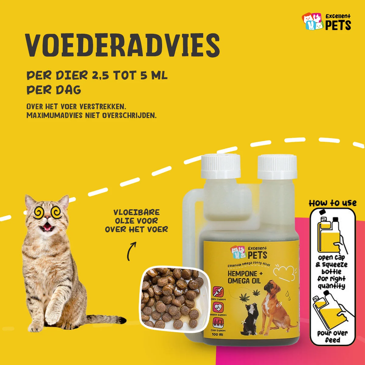 Mélange d’huiles pour chiens et chats à l’huile de graines de chanvre, 100 ml – Excellent Pets HempOne + Omega Oil – Image 6