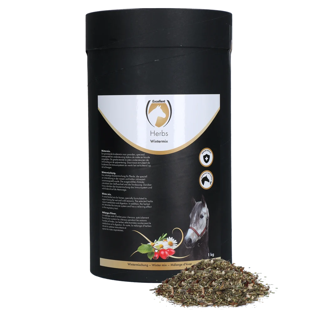 HERB065.png Mélange de plantes pour l’hiver pour chevaux, 1 kg – Excellent Horse Herbs Wintermix – Image 1