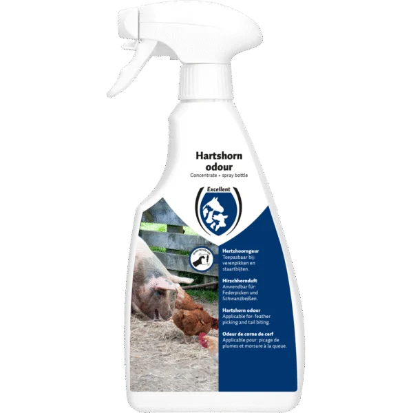 Spray à l’odeur de corne de cerf contre le picage des plumes, les morsures de queue et les combats – Excellent