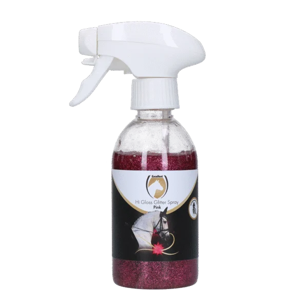 Spray pailleté pour robe, crinière et queue, 250 ml – Excellent Horse Hi Gloss Glitter Spray Pink
