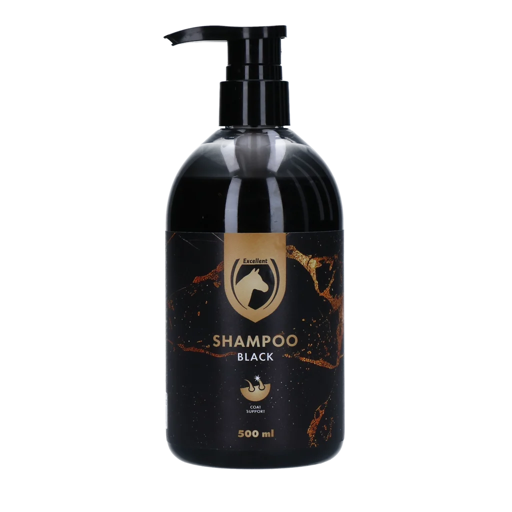 HIGL5100.png Shampooing pour chevaux pour raviver la couleur et faire briller la robe, 500 ml – Excellent Horse Hi Gloss Shampoo Zwart – Image 1