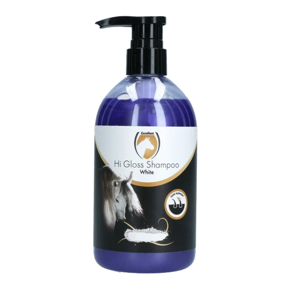 Shampooing pour chevaux pour raviver la couleur et faire briller la robe, 500 ml – Excellent Horse Hi Gloss Shampoo White