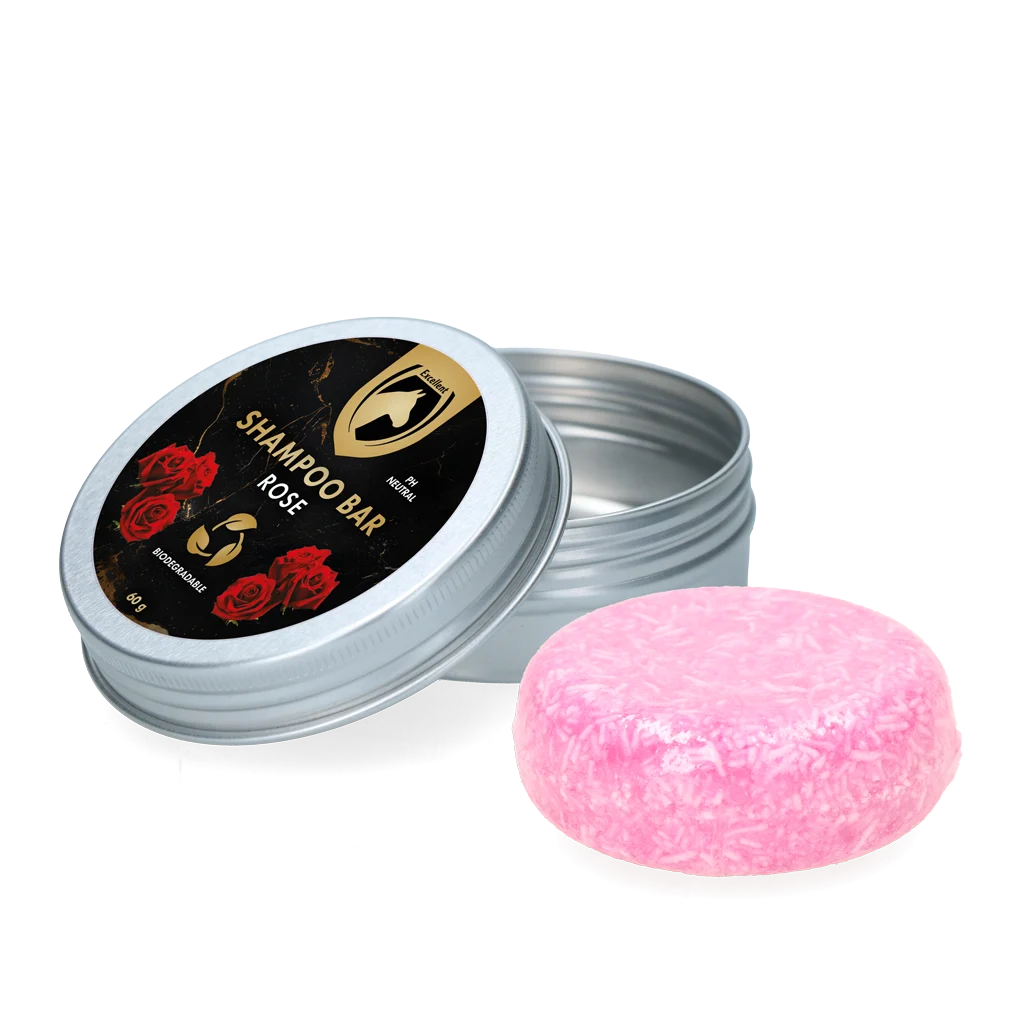 Shampooing solide avec après shampooing pour chevaux, rose, 60 g – Excellent Horse Hi Gloss Shampoo Bar – Image 1