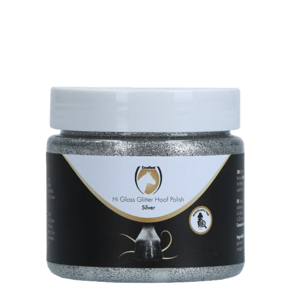 Vernis à sabots pailleté argenté, 150 ml – Excellent Horse Hi Gloss Glitter Hoof Polish
