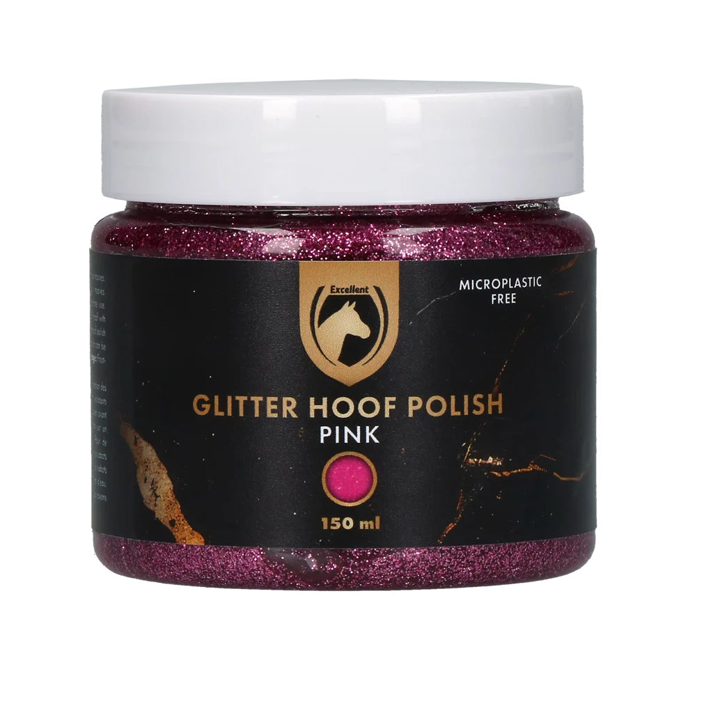 Vernis pailleté pour sabots rose, 150 ml – Excellent Horse Hi Gloss Glitter Hoof Polish – Image 1