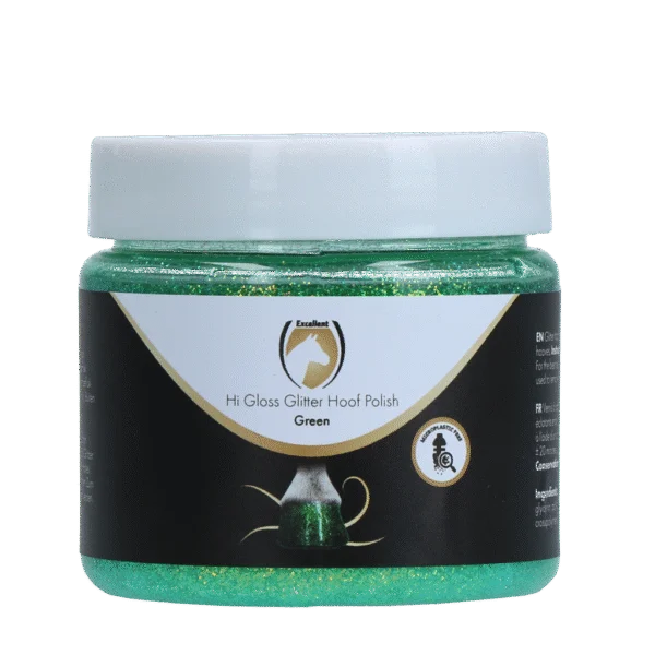 Vernis pailleté vert pour sabots, 150 ml – Excellent Horse Hi Gloss Glitter Hoof Polish