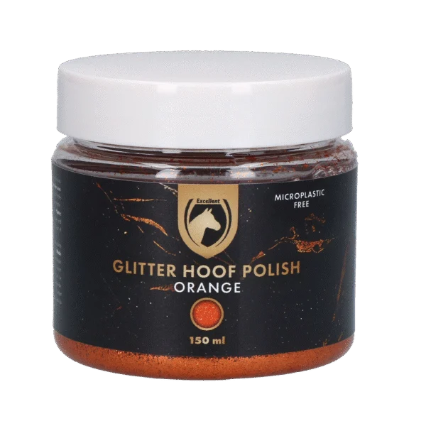 Vernis pailleté orange pour sabots, 150 ml – Excellent Horse Hi Gloss Glitter Hoof Polish