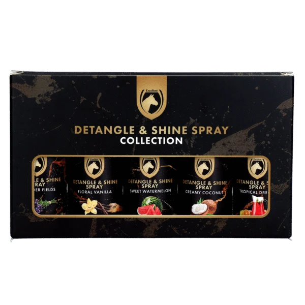 Spray démêlant pour crinière et queue, coffret cadeau 5 x 50 ml – Excellent Horse Detangle & Shine Spray