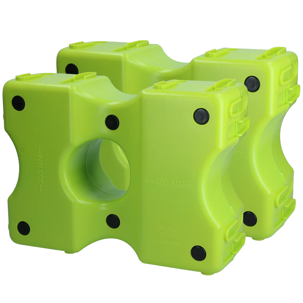 Blocs de cavaletti en plastique verts, 2 pièces, 40 x 30 x 15 cm – Vplast Cavaletti – Image 1