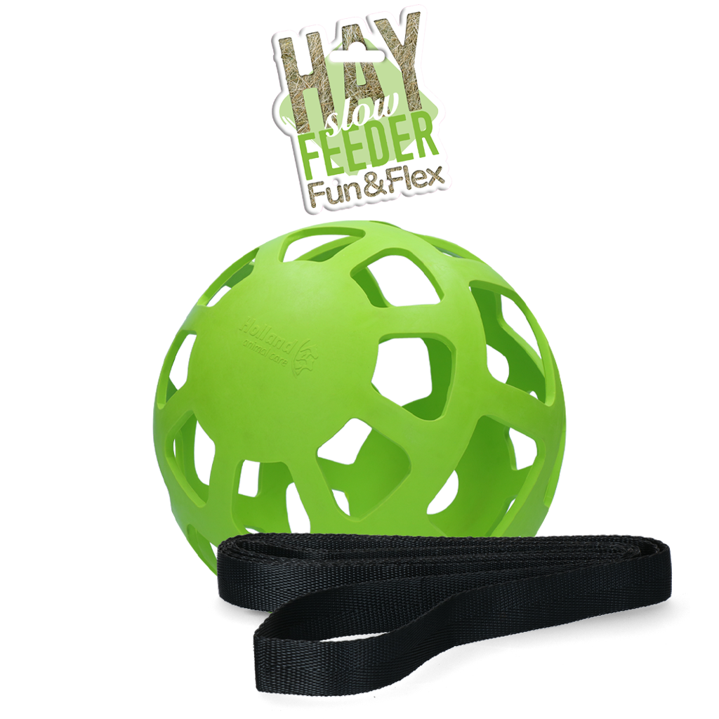 Hooibal voor Paarden van Natuurrubber, Groen, Diameter ca. 22 cm – Hay Slow Feeder Fun & Flex Balle à foin pour chevaux en caoutchouc naturel, verte, diamètre d’environ 22 cm – Hay Slow Feeder Fun & Flex