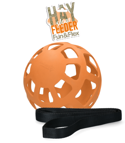 Balle à foin pour chevaux en caoutchouc naturel, orange, diamètre env. 22 cm – Hay Slow Feeder Fun & Flex