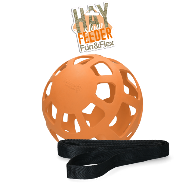 Balle à foin pour chevaux en caoutchouc naturel, orange, diamètre env. 22 cm – Hay Slow Feeder Fun & Flex