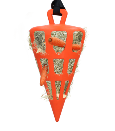 Distributeur à alimentation lente pour chevaux en caoutchouc naturel, orange – Hay Slow Feeder Fun & Flex Carrot