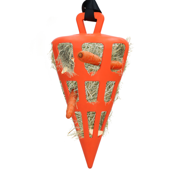 Distributeur à alimentation lente pour chevaux en caoutchouc naturel, orange – Hay Slow Feeder Fun & Flex Carrot