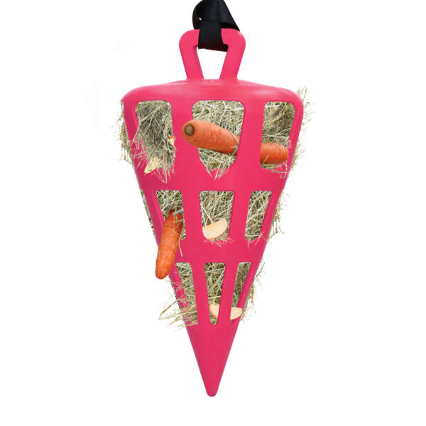 Distributeur à alimentation lente pour chevaux en caoutchouc naturel, rose – Hay Slow Feeder Fun & Flex Carrot